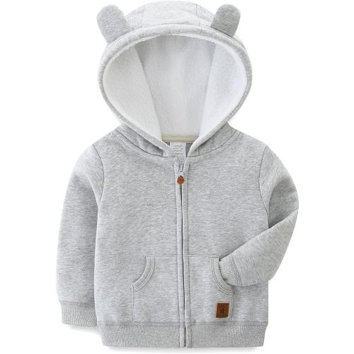 Baby Boy Girl Clothes Zip-Up Hoodies with Sherpa Lining Spring Fall Outerwear Coat