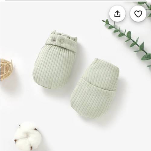 Tiny Alpaca | Organic Cotton Newborn Ribbed Snap Mittens With Cover | 0-6 Months | Gender Neutral | Baby mittens | Baby Shower Gift | 1 Pair
