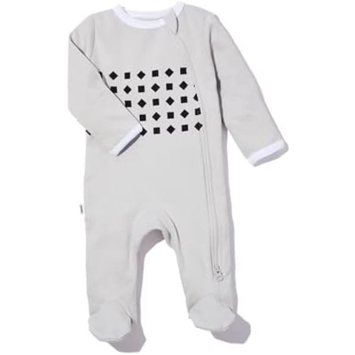Nanit Breathing Wear Baby Pajamas – 100% Cotton, Double Zipper, Footed PJs with Mitten Cuffs - Pro Baby Monitor