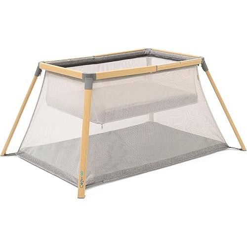 Tutti Bambini CoZee® Go 3-in-1 Bassinet, Baby Playpen & Travel Crib with Mattress Included - Lightweight, Breathable & Foldable Baby Play Pen from Birth to 3 Years (Oak & Charcoal)