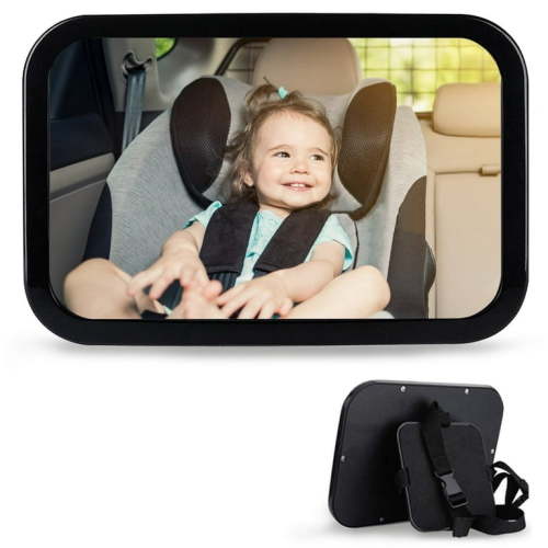 "Soontrans Baby Car Mirror, Back Child Headrest Backseat See, Shatterproof, 13.8x7.8"", Black"