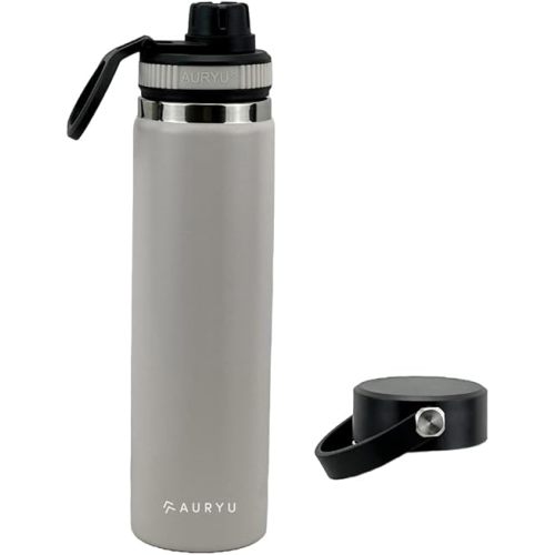 24oz Triple-Walled Insulated Water Bottle plus a Bonus Lid Included, Perfect for Sports & Travel, Best Stainless Steel Outdoor Thermos, Wide Mouth, Leak Proof, BPA-Free, Hot/Cold, Oat