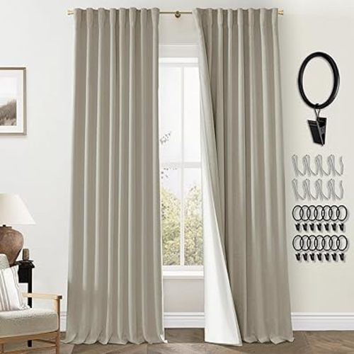 PANELSBURG 96 Inch Window Curtains 2 Panel Sets,Blackout Thermal Room Darkening Curtains for Bedroom Living Room,52x96 in Long,Earthy Taupe