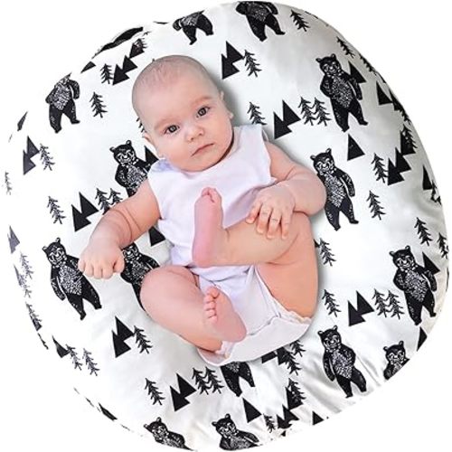 Baby Lounger Cover, Bear Newborn Lounger Cover for Boys, Snugly Fit Infant Lounger for Baby, Infant Removable Slipcover, Animal Breathable & Reusable (Lounger Pillow Not Included)
