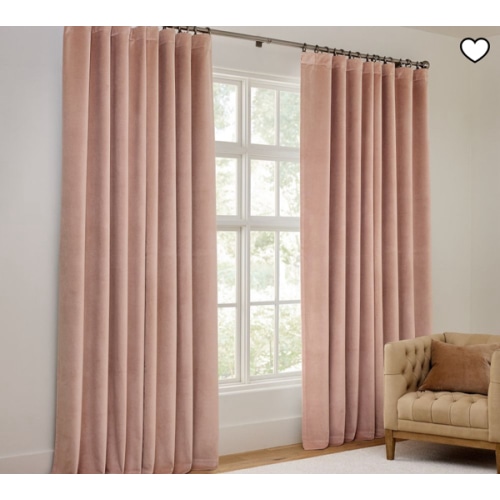Velvet Twill Blackout Curtain- Blush