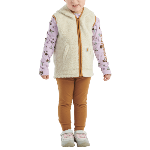 Carhartt Printed Long-Sleeve T-Shirt, Sherpa Vest, and Leggings Set for Babies or Toddlers