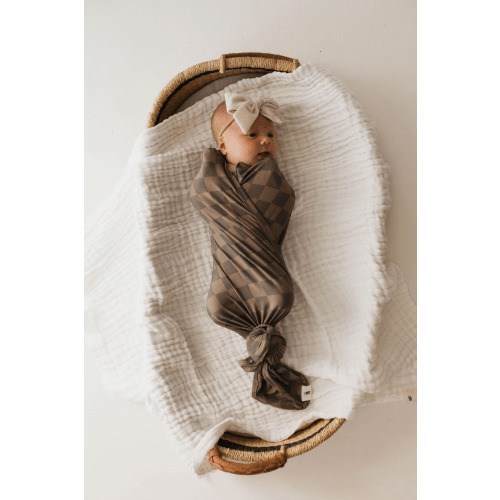Bamboo Swaddle | Faded Brown Checkerboard