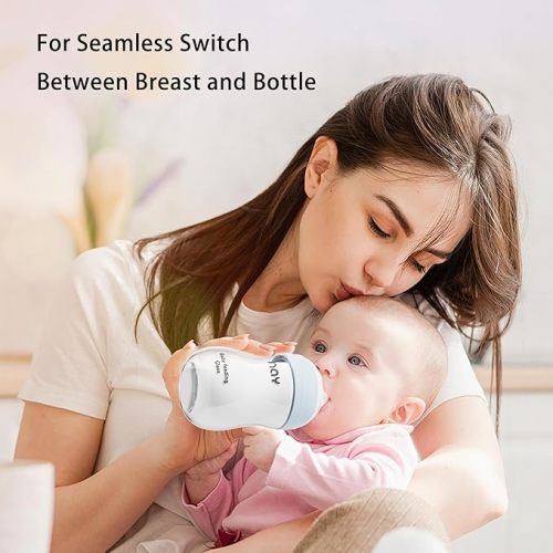 Natural Glass Baby Bottle Wide Neck, Anti-Colic Baby Bottle,  1 Months+