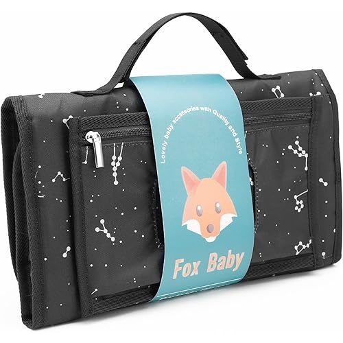 New Born Baby Portable waterproof Diaper Changing Pads, can be hung on baby strollers, car seats, store toys and wet tissues, lightweight with cute patterns, baby shower gifts (Black constellation)