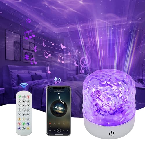 Northern Light Projector, Aurora Projector Light with Wireless Bluetooth Speaker, Ocean Wave Projector Lamp, Multicolored Dynamic Water Ripple Lamp with Remote Control for Home/Outdoor Party Decor