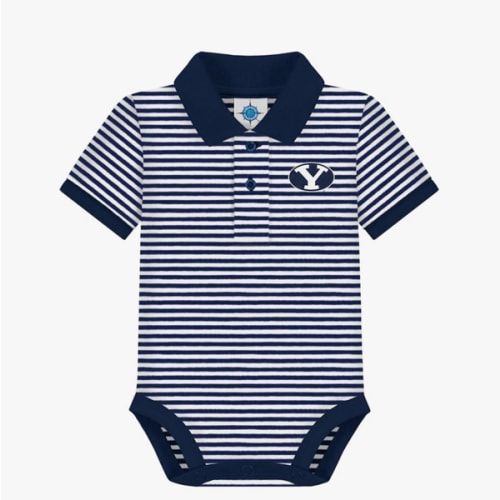 Creative Knitwear College Baby Striped Polo Bodysuit - Team Logo, Multiple Colors, for Boys & Girls (0-12 Months)