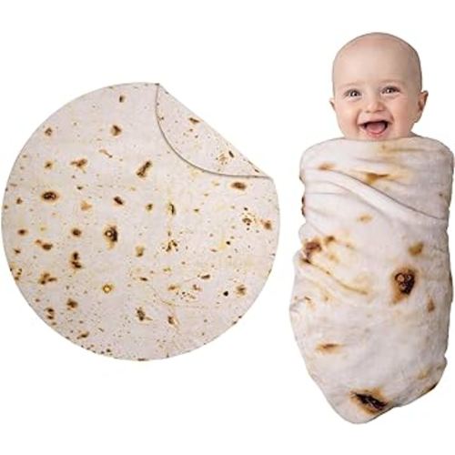 Jorbest Burritos Tortilla Wrap Blanket Adult Kids and Baby Size Birthday Gifts, Double Sided Food Throw Blanket Funny Gifts for Women Men Teen, 285 GSM Soft Flannel Taco Blanket (Beige, 47 inches)