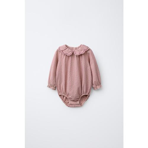 GINGHAM ROMPER - Dark pink | ZARA United States