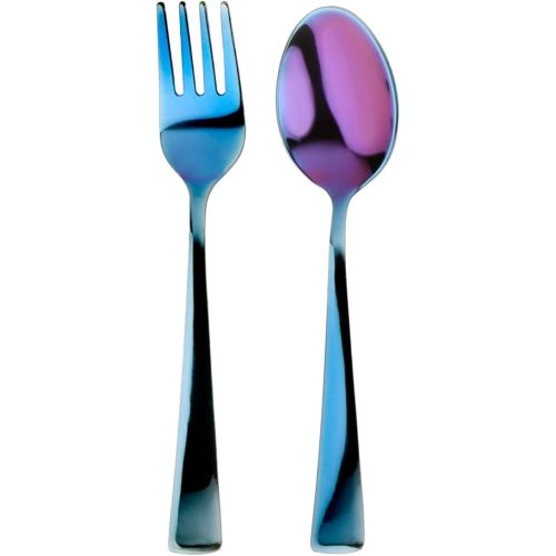 Ahimsa Stainless Steel Fork & Spoon | Kids Utensil Set | Toddler Safe Flatware | 100% BPA Free & Dishwasher Safe (Iridescent Blue)