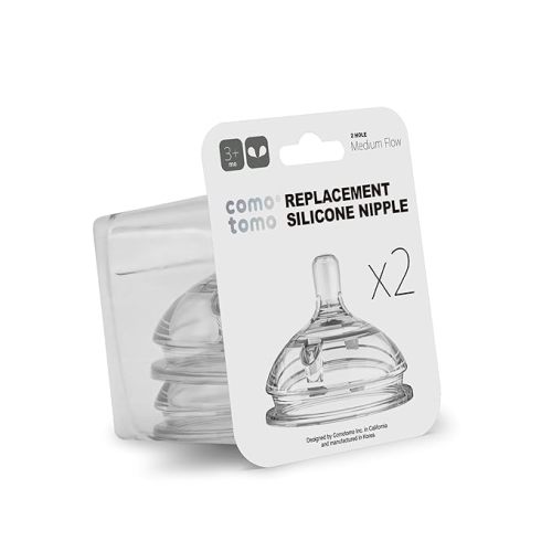 Comotomo Silicone Replacement Nipple, Slow Flow, 0-3 Months, 2 Count