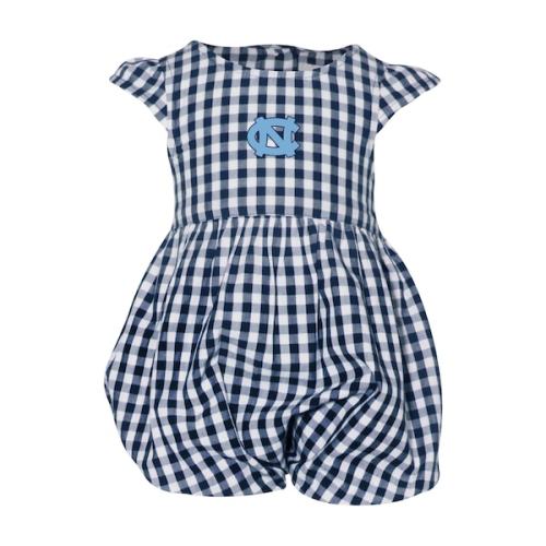 Girl's Infant Garb Navy North Carolina Tar Heels Cara Gingham Ruffled Bodysuit