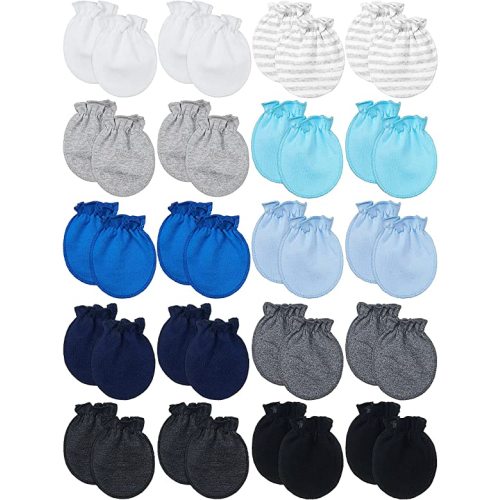 20 Pairs Newborn Baby Boys Girls Mittens 0-6 Months Infant Toddler Mittens No Scratch Solid Color Gloves