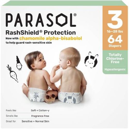 Parasol Chlorine-Free Diapers with RashShield Protection - Size 3 - 64ct