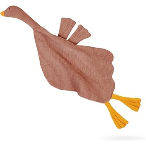 Baby Toys Lovey Blanket Soft Goose Toys for Newborn Essentials 0-6 Months, Sensory Stuffed Animal Security Blanket for Boys and Girls (Goose-Dusty Rose)