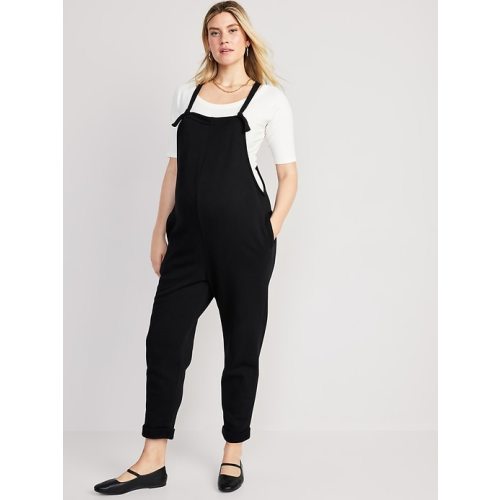 Maternity Knotted-Strap Fleece Overalls
