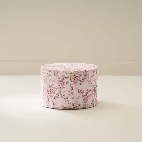 Soft Round Floral Ottoman in Dahlia Colors | Ellie | House of Noa