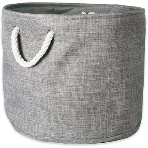 DII Collapsible Storage Bin, Large Round, Gray