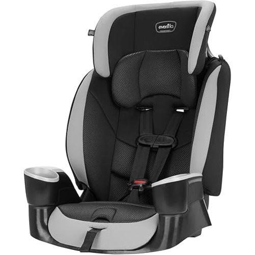 Evenflo High-Back Booster Car Seat with Harness, 22 to 110lbs, Maestro Sport, Granite Gray