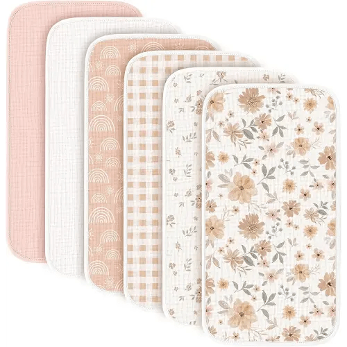 Konssy 6-Pack Muslin Baby Burp Cloths, Large 100% Cotton Burping Clothes, Soft & Absorbent for Newborns, Baby Boys and Girls