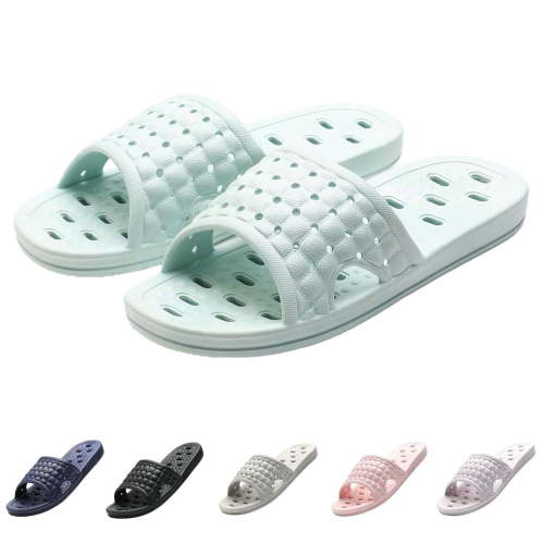 LAVA Women Men Shower Shoes Quick Drying Non Slip Bath Slippers Shower Sandals with Drain Holes Black