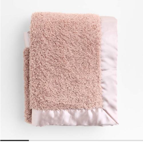 Satin Trim Rosy Lilac Plush Baby Stroller Blanket