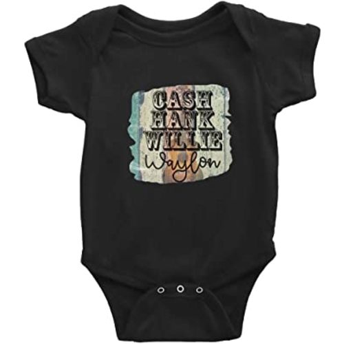 Yeavomeny Cash Hank Willie Waylon Country Music Toddler Unisex Rompers Infant Long Sleeve Baby Playsuit