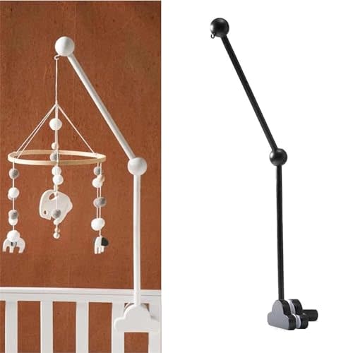 Hanging Wooden Baby Crib Mobile Arm, Baby Mobile Holder Arm, Mobile Arm for Crib, Strong Slip Attachment Wooden Nursery Accessories Bed Decor Bell (Black)