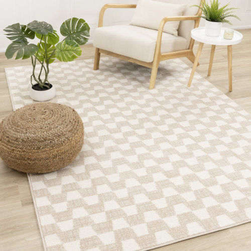 Wade Logan® Charlanne Collection Geometric Cream Beige Indoor Area Rug & Reviews | Wayfair