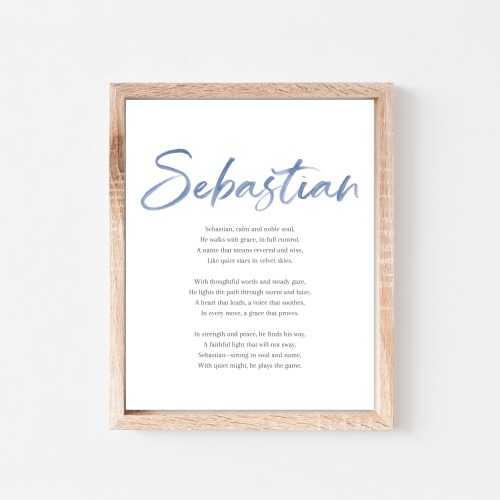 Sebastian Baby Name Meaning Poem Baby Names Nursery Sign Boy Names Printable Poem Instant Digital Downloads to put in nursery