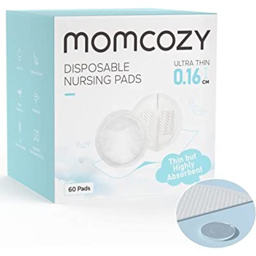 Momcozy Ultra-Thin Disposable Nursing Pads, Ultra-Absorbent and Breathable Portable Breast Pads for Mothers, Keep Dry Continuously, Make Breasts Light and Unburdened, Individually Packaged(60 Count)