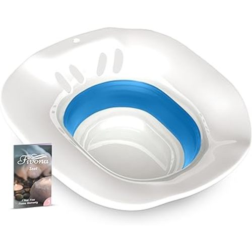 Fivona Sitz Bath for Toilet Seat Postpartum and Hemorrhoids Care - Yoni Steam Seat - Foldable Basin for Epsom Salt Soak - Portable Bidet BPA Free Temperature Resistant - Universal Fit