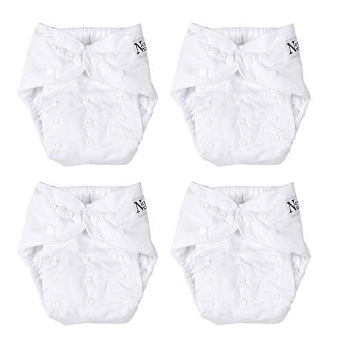 Winter White 4-Pack Cloth Pocket Diapers with 4 Bamboo Inserts