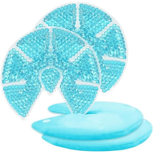 Hot/Cold Breast Gel Bead Ice Packs Breast Cooling/Heat Pads Relief for Breastfeeding, Nursing Pain, Mastitis, Engorgement, Swelling, Plugged Ducts | Boost Milk Let-Down & Production,2 Pack (Blue)