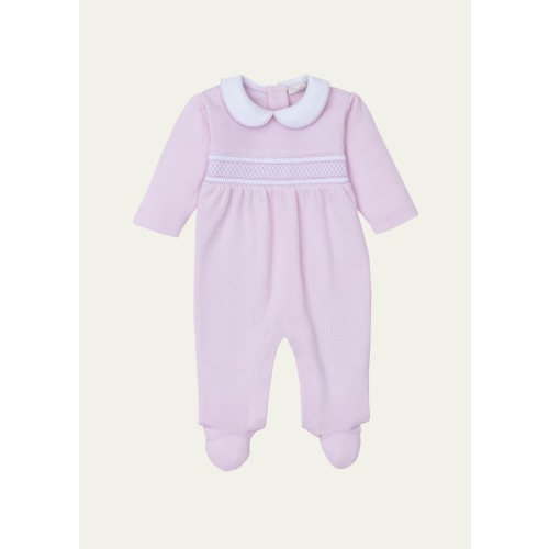 Girl's Punto Ingles Hand Smocked Footie, Size Newborn-9M