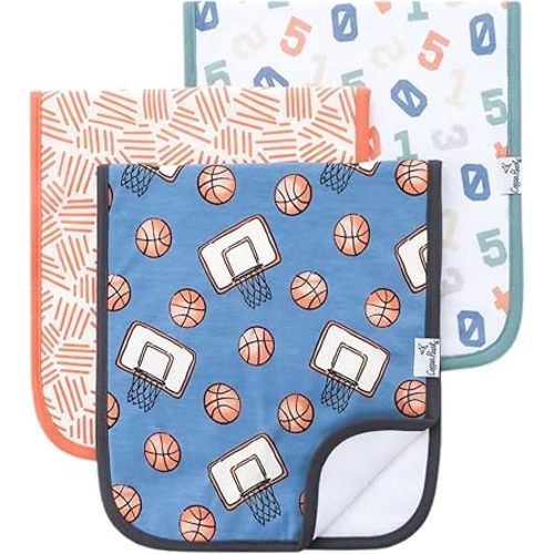 Copper Pearl Premium Baby Burp Cloths - 3-Pack Large Cotton Burp Cloths, Extra Soft Spit Up Rags with 3 Absorbent Layers, Perfect for Baby Boy and Baby Girl Gifts (21" x 10" Size, Dunk Set)