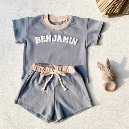 Custom Puff Name Baby Short Sleeve Tee and Shorts Set, Personalized Bubble Romper,Baby Shower Gift, Minimalist Baby Birthday,Christmas Gift