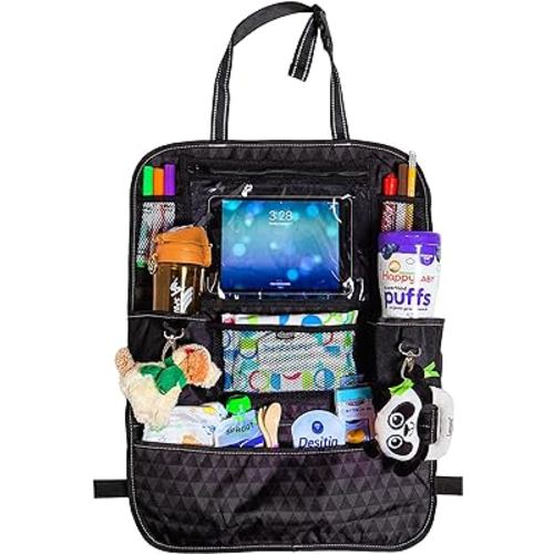 Graco Deluxe Backseat Car Organizer, Kick Mats Back Seat Protector with Tablet Holder, Cup Holders and Convenient Storage Pockets, Waterproof Nylon