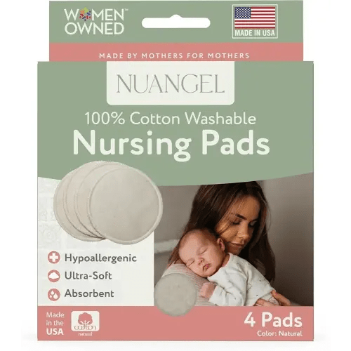 Natural Cotton Washable Nursing Pad, Essential for Newborn Care, Perfect Breast Pads for Leaking Milk, Nipple Pads for Nursing Newborns, Must-Have for Breastfeeding Moms (4 Pads per Package)