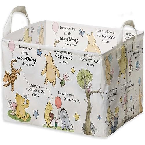 Winnie Storage Basket, The Pooh Nursery Baby Stuff, Winnie Nursery Storage Baske Storage Basket With A Waterproof PE Coating, Foldable Large Canvas Laundry Hamper Suitable For Bathroom and Bedroom