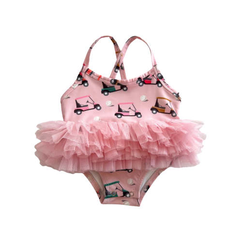 Pink Golf Cart / Ariel Tutu Swimsuit / UPF 50+