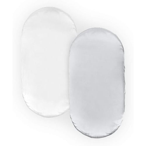 Pro Goleem Satin Bassinet Sheet 2 Pack Great for Baby Hair Soft Silk Feeling Sheet for Cradle or Bassinet Pad＆Mattress for Boys and Girls Gift for Newborn and Infant White and Gray