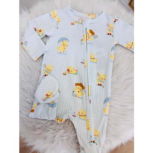 Angel Dear Signature 2 Way Zipper Footie - Vintage Spring Ducklings, Newborn