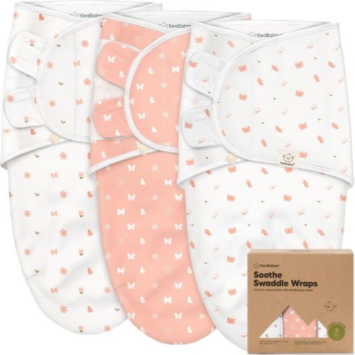 KeaBabies 3pk Organic Swaddle Sleep Sacks Baby, Premies Newborn Swaddles Wrap 0-6 Months, Soft Wearable Swaddle Blanket (Butterflies, Large)