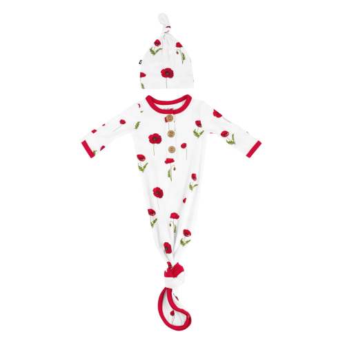 Knotted Gown with Hat Set in Cloud Poppies