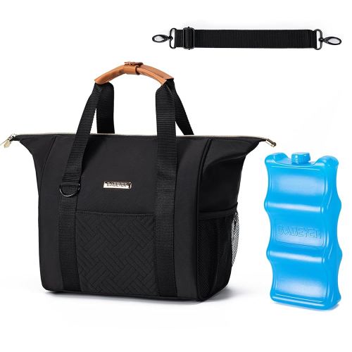 Breastmilk Cooler Bag with Ice Pack Fits 6 Baby Bottles up to 9 Ounce, Wearable Breast Pumps Cooler Bag for Nursing Mom Daycare, Work, Travel(Black)